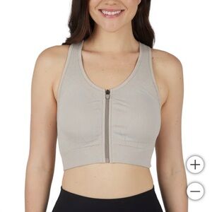 Reflex Women's  Seamless Front Zip  Sports Bra *NWOT* Beige